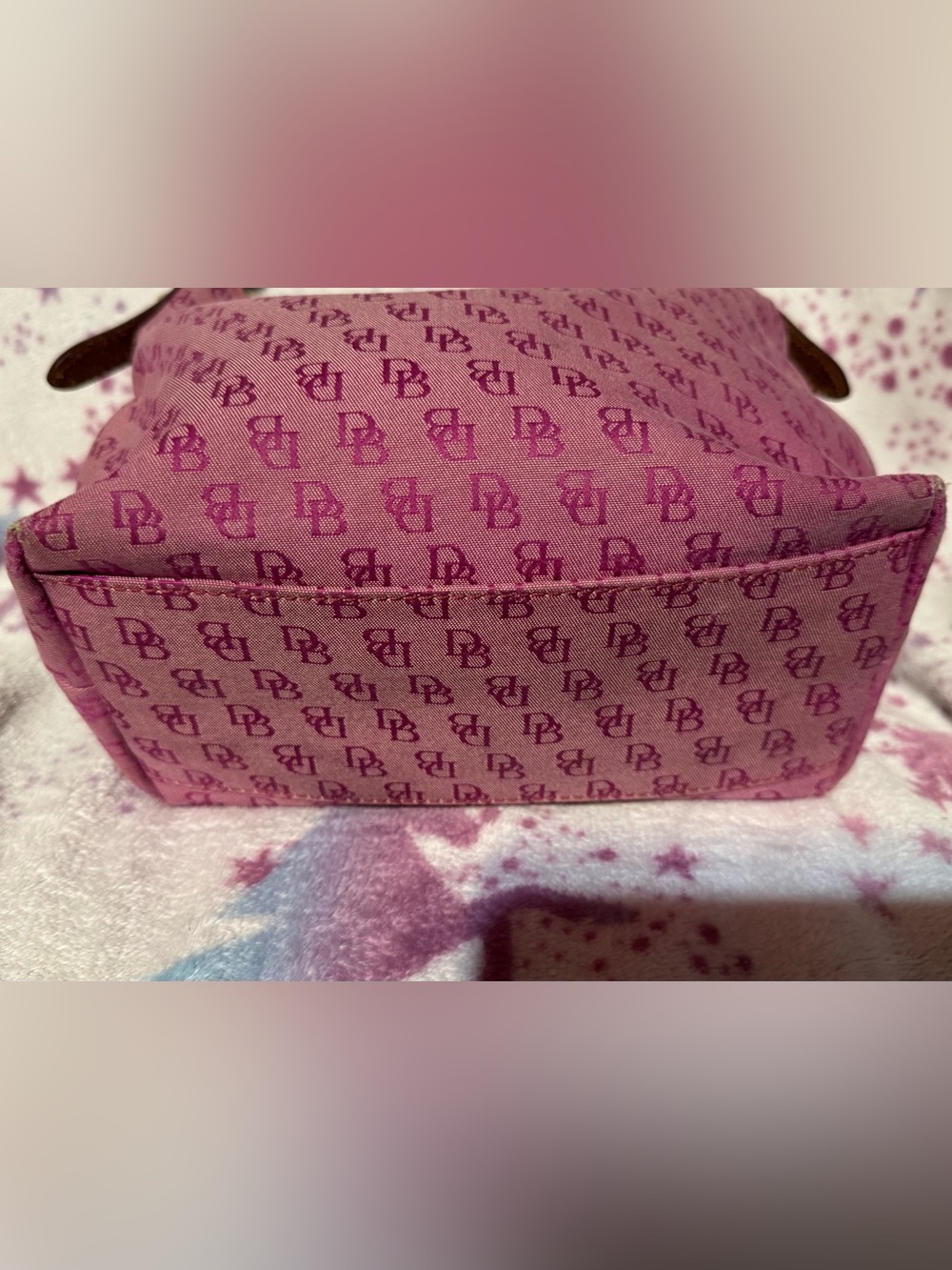 Dooney & Bourke Pink Signature Hobo Shoulder Bag with Tan Leather Trim - Picture 3 of 7